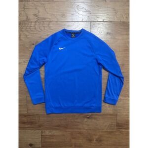 Nike Sweatshirt Mens Small Blue Polyester Solid Pullover Dri-FIT Training Top